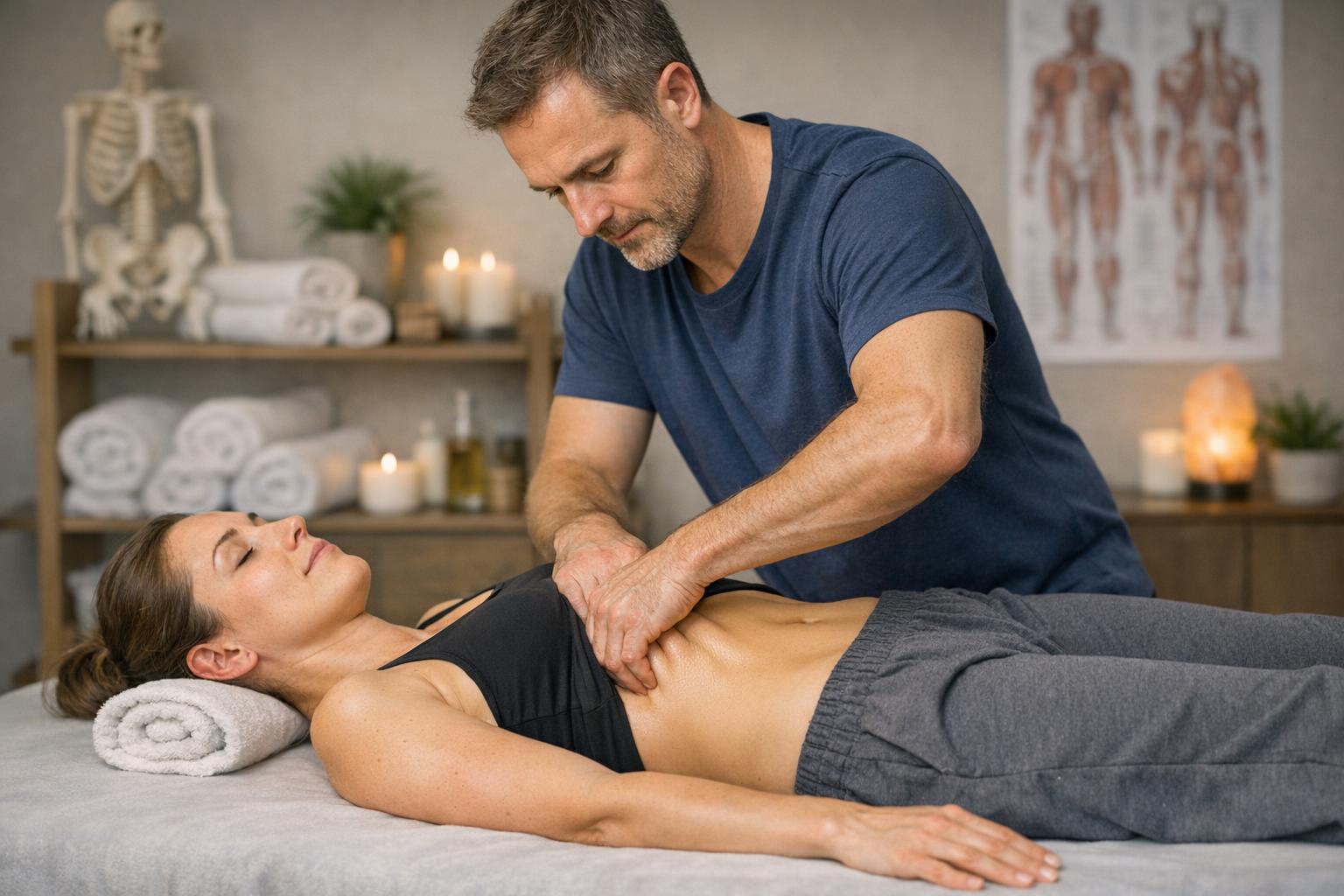 terapeuta pracujący z powięzią - sesja praktyczna